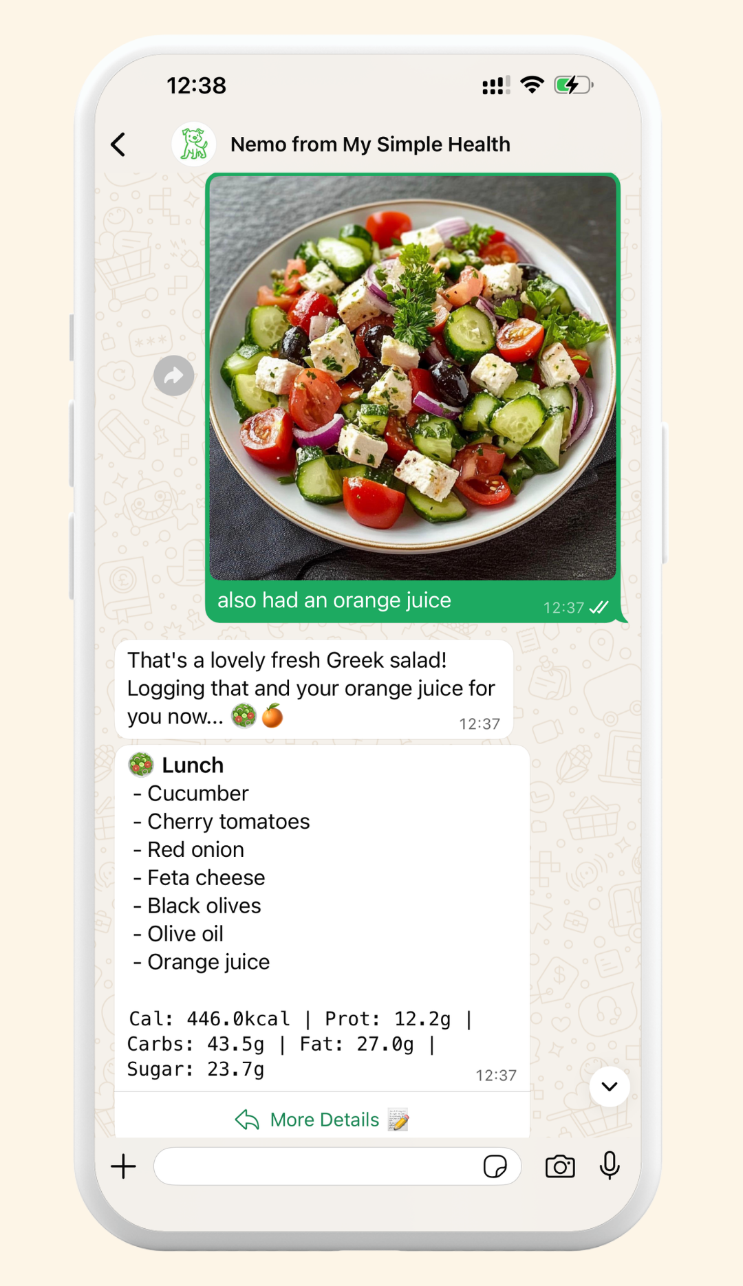 Send a photo of your meal, get the calorie breakdown